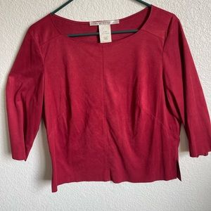 Max Studio dark red faux suede top